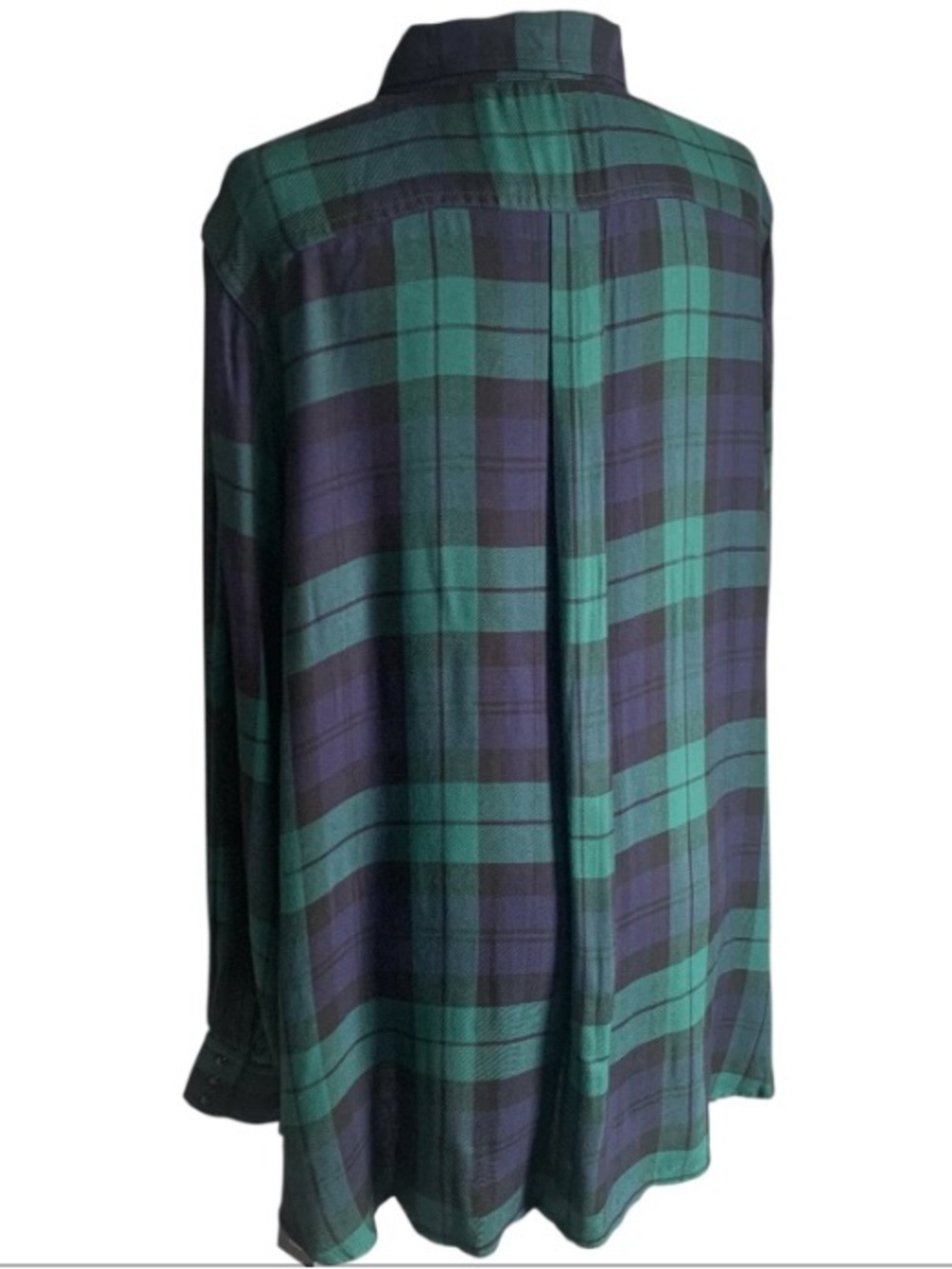 🆕 Chaps Black Watch Tartan Shirt Plaid Button Up Classic Black Green 1X - Picture 8 of 15